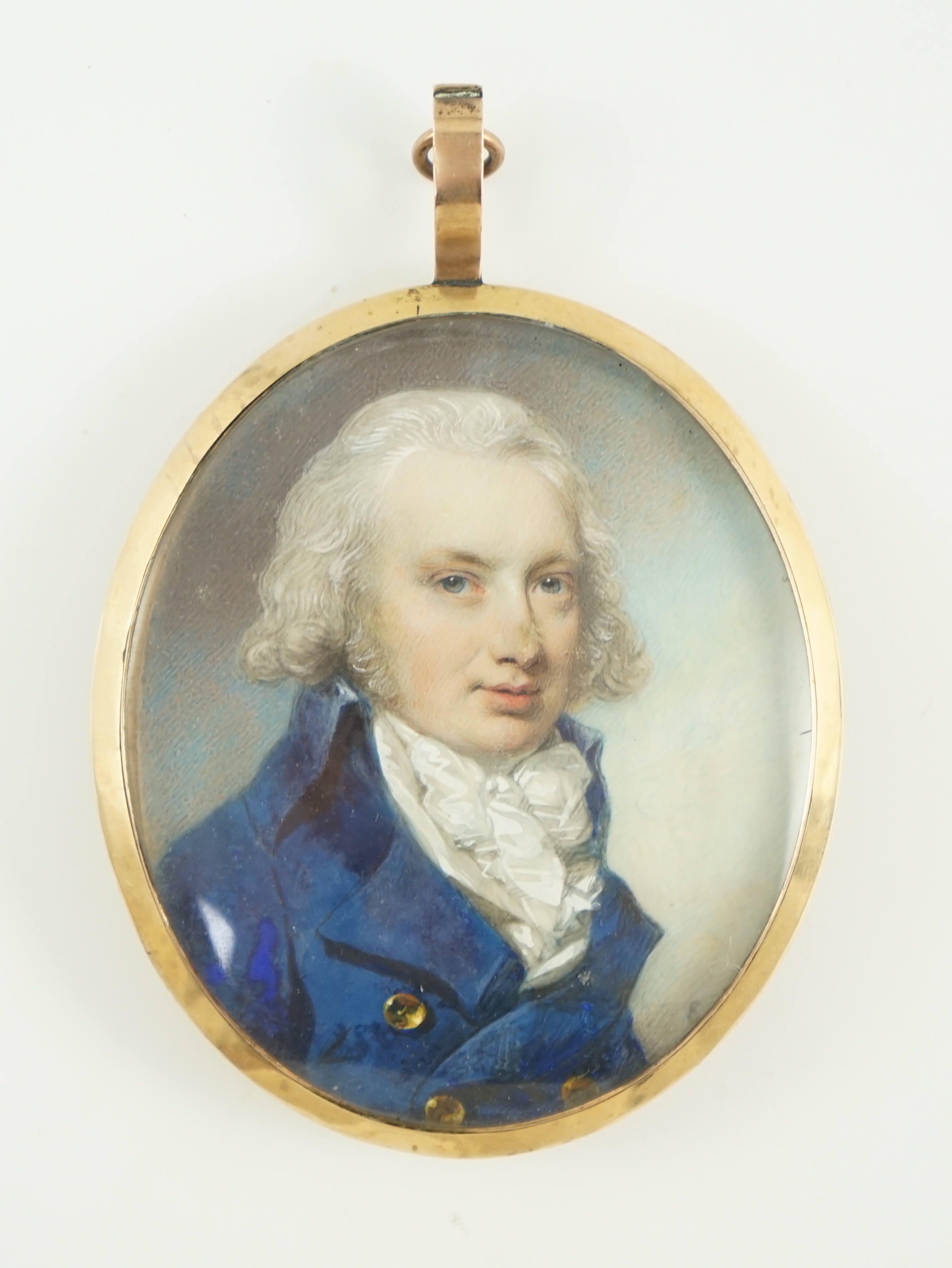 George Engleheart (1750-1829), Portrait miniature of a gentleman, watercolour on ivory, 6 x 5cm. CITES Submission reference BDTXA84Q